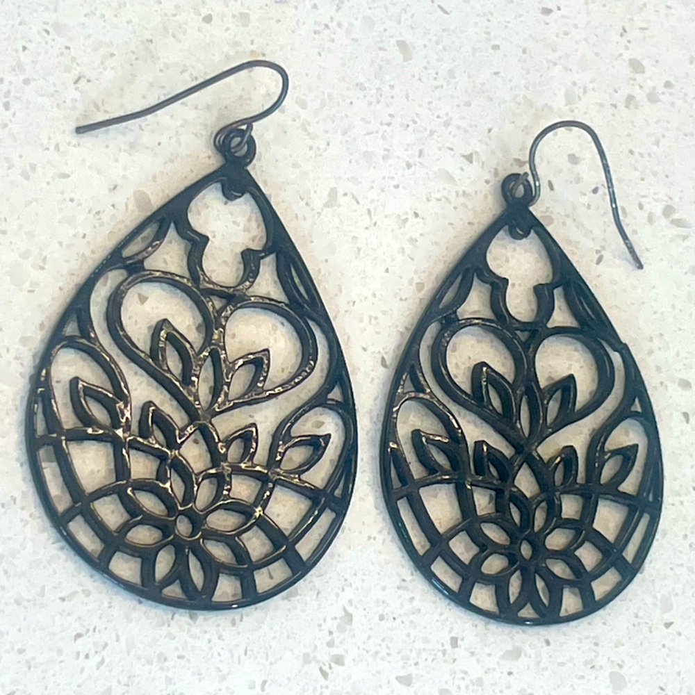 Boho Black Teardrop Earrings